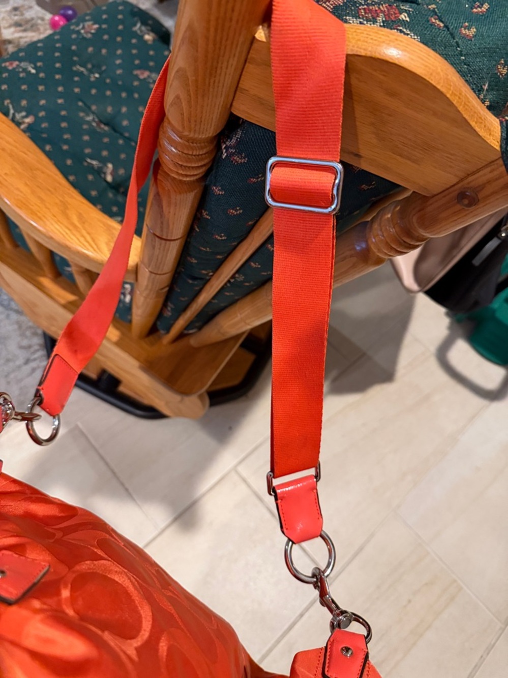 Coach Orange Signature Travel Nylon Duffle Bag 20 by 12 - Picture 7 of 12